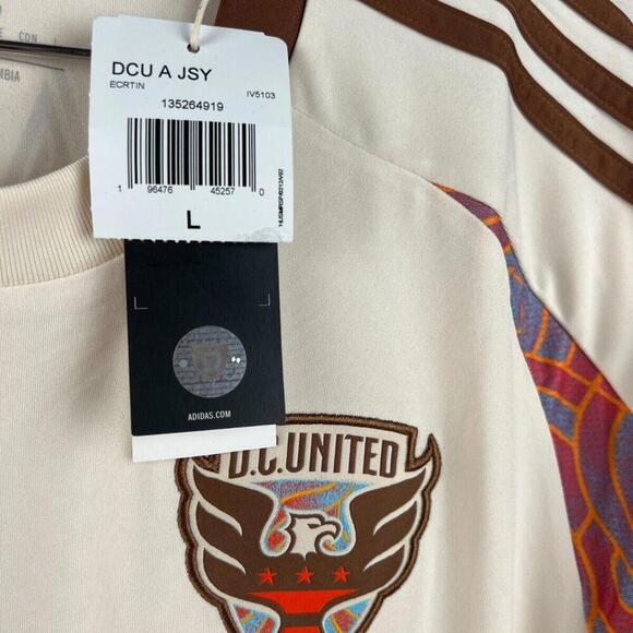 D.C. United 25/26 Away Custom Jersey De La Cruz #4 Men's L Adidas Cream NWT - Picture 7 of 9